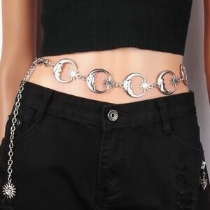 Silver Crescent Moon Chain Belt